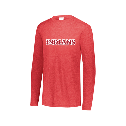 [3075.V96.XS-LOGO3] Decker Men's Tri-Blend T-Shirt - Long Sleeve (Adult XS, Red, Logo 3)