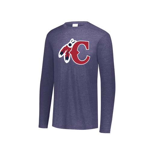 [FTLCUBNV-YS-LOGO1] Decker Youth Tri-Blend T-Shirt - Long Sleeve (Youth S, Navy, Logo 1)